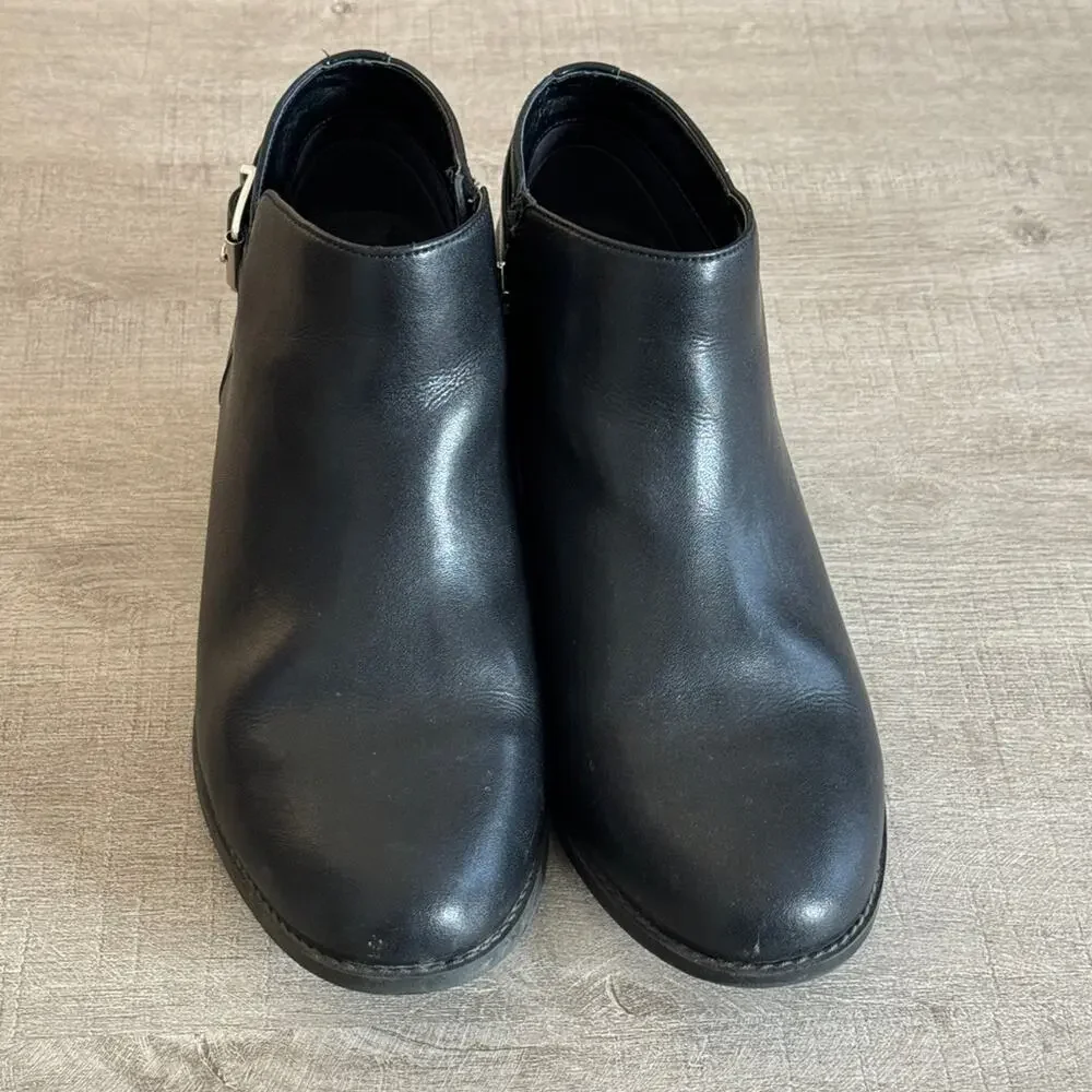 Vionic Joy Millie Leather Side Zip Ankle Boots Women’s Black Size 8.5